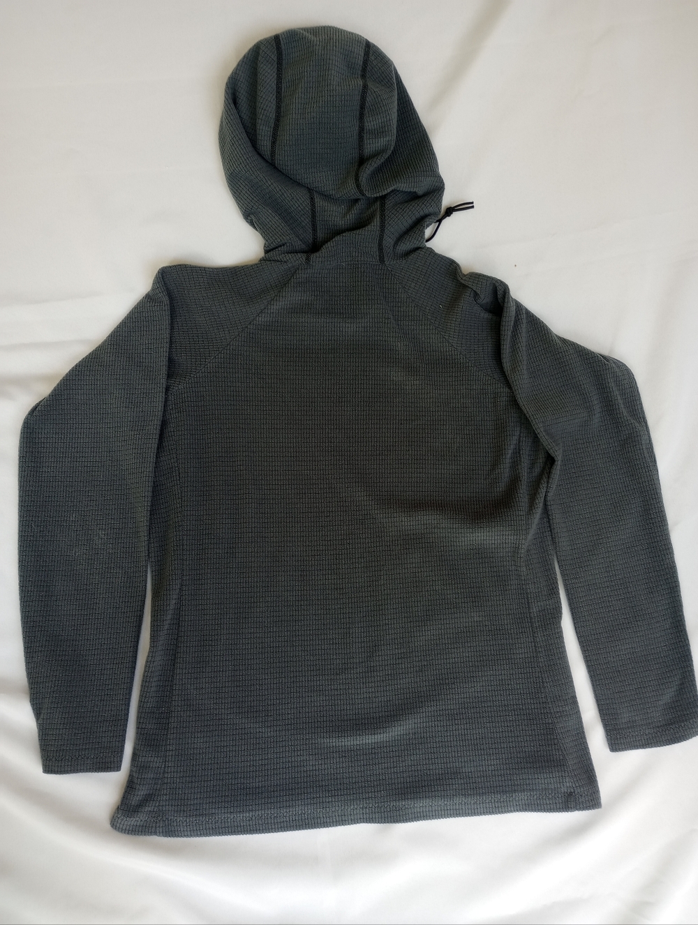 Melanzana Gray Microgrid Pullover with Yellow Logo Tag Flaw Women's M - Picture 5 of 10